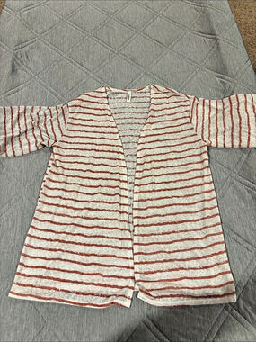 Twenty Ten Striped Open Front Cardigan in Red & White Like New